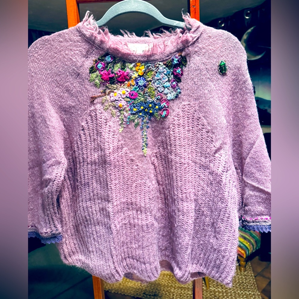 Sweater with hand embroidery